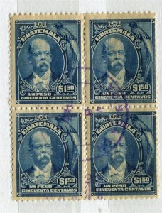 GUATEMALA; 1920s early Pictorial issue fine used $1.50. Block of 4