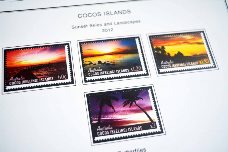 COLOR PRINTED COCOS ISLANDS 1963-2020 STAMP ALBUM PAGES (69 illustrated pages)