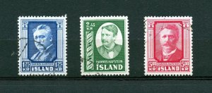 Iceland #284-286 (I867) Complete 1954 Hannes Hafstein, Used, FVF