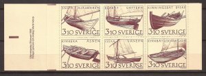 1988 Sweden -Sc 1671a - MNH VF - Complete Booklet - Inland Boats