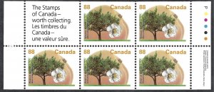 Canada #1373a 88¢ Wescott Apricot (1994). Pane of 5. Perf. 13 x 13. MNH