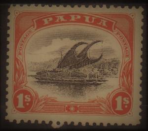 PAPUA 1907 LAKATOI SMALL PAPUA 1/- WMK UPRIGHT PERF 11