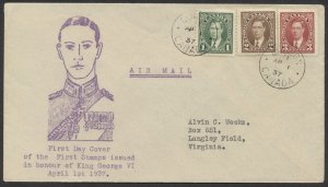 1937 #231-233 1c-3c George VI Mufti FDC Unusual Cachet London CDS