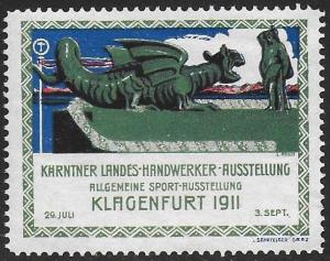 Austria 1911 Dragon | Klagenfurt Exhibition Cinderella Poster Stamp Seal F/VF-NH