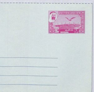 Gulf UAE DUBAI AIR LETTER Postal Stationery 20np FALCON Unused BIRDS ZN205