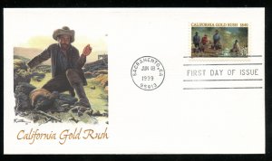 US 3316 CA gold rush 150th anniversary UA Fleetwood cachet FDC