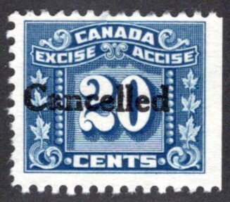 FX76, van Dam, Canada, Excise,  20c,Precancel, International Playing Card Co