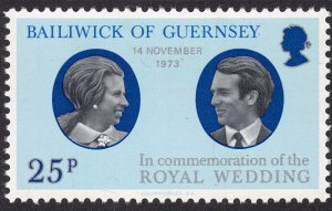 GUERNSEY Sc#90 - Wedding of Princess Anne and Capt. Mark Phillips (1973) MNH