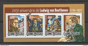 2015 Guinea-Bissau Music Great Composers Beethoven 1Kb ** Stamps St985