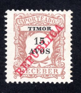 Timor 1911 15a brown Postage Due Overprint, Scott J16 NGAI, value = $1.75