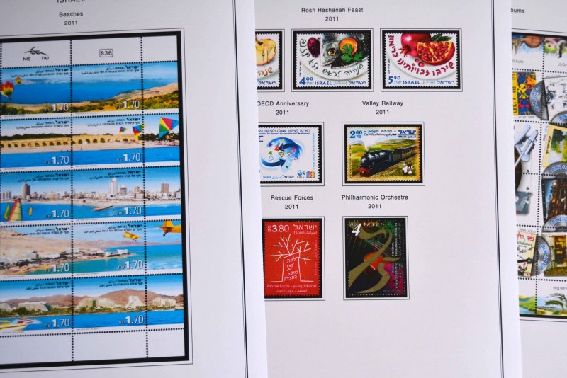 COLOR PRINTED ISRAEL 2011-2020 STAMP ALBUM  PAGES (70 illustrated pages)