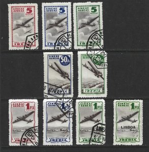 SPAIN Used Lot of 9 Iberia Airlines Charity Stamps