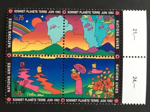 United Nations 1992 Earth Summit Blocks of 4 MNH, NY, Geneva, Vienna Peter Max