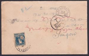 INDOCHINA 1928 cover ex India with 20c POSTAGE DUE pmkd Saigon.............87768