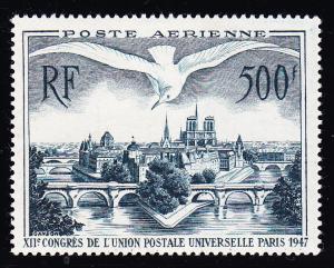 France 1947 C22 500f Airmail Paris & Gull UPU 12th Congress VF/NH(**)