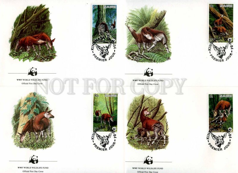 239834 ZAIRE WWF Okapi 1984 year set of 4 FDC