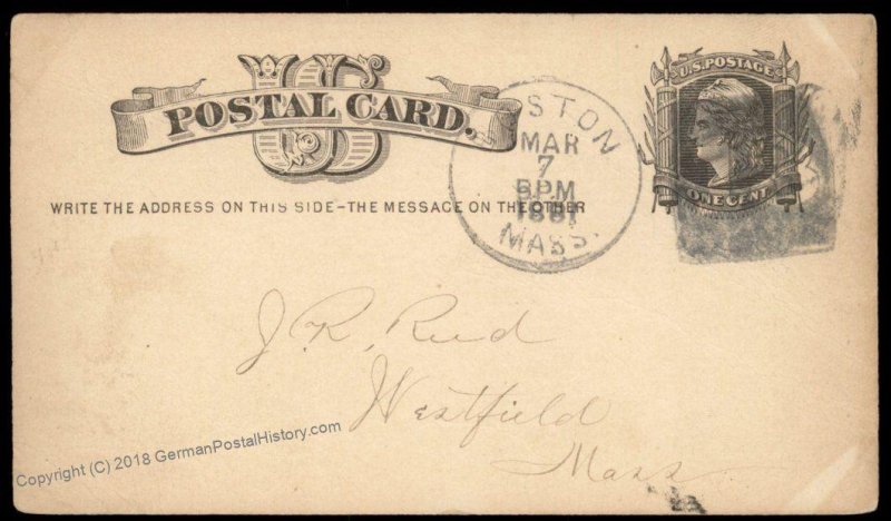 USA 1800s Boston Mass Negative Numeral 18 Fancy Cancel Cover 94951