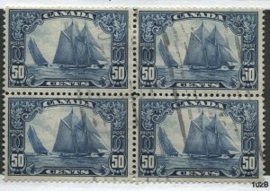 Canada KGV 1929 50 cents Bluenose block of 4 used 
