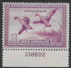 US RW 5  1938 Federal duck stamp  fine mint hinged