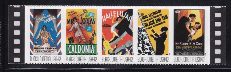 US 4336-40 Strip of 5, MNH - Black Cinema