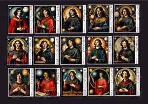 Stamps. Astronomy, Copernicus 16 stamps perforated, MNH **