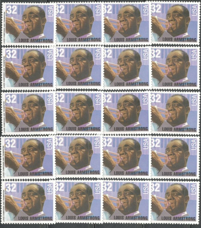 US Postage Stamps 2982 Louis Armstrong Wholesale Lot Of 20 Singles Below Face