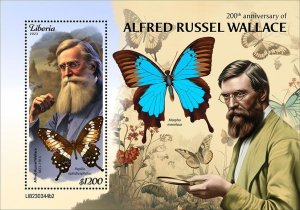 LIBERIA- 2023 - Alfred Russel Wallace - Perf Souv Sheet - Mint Never Hinged