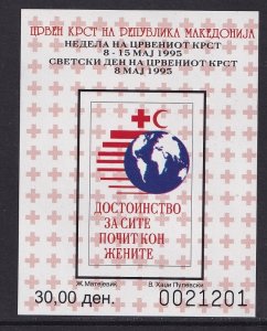 Macedonia #RA70 MNH 1995 postal tax  sheet Red cross