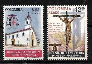 COLOMBIA 1964 CHURCH VERACRUZ NATIONAL PANTHEON CROSS SET OF 2 MINT NH C459/60