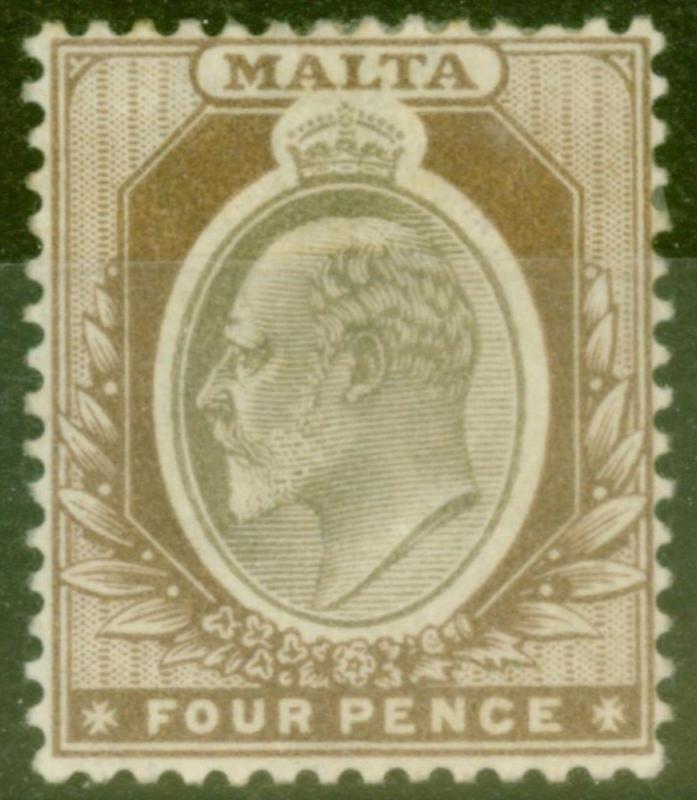 Malta 1904 4d Blackish Brown & Brown SG43 Fine Mtd Mint 