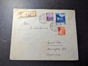1935 Registered Liechtenstein Cover Schaan to Seville Spain