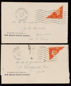 GREAT BRITAIN - GUERNSEY 1941 German Occup bisect provisional lettersheets.