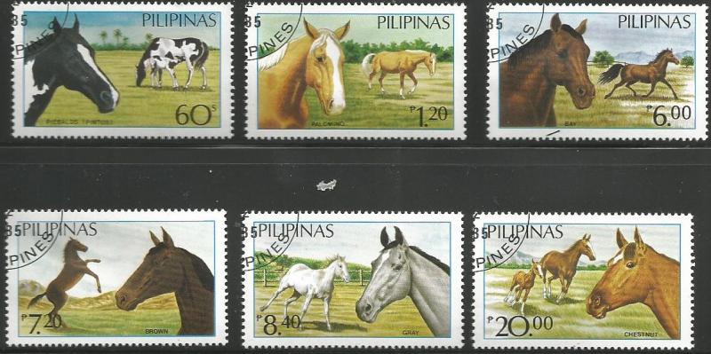 PHILIPPINES 1747A-1747F, USED, C/SET OF 5 STAMPS, HORSES