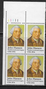 US#1941 20c -James Hanson -Plate Blockof 4 (MNH) CV $2.00