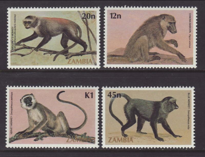 Zambia 320-323 Monkeys MNH VF