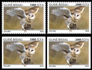 GUINEA BISSAU 2023 SET 2X 2V 1000F & 2000F &IMPERF - BIRDS OWL OWLS OWL MNH-