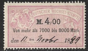 GERMANY 1882 4,00m Bill of Exchange Revenue Erler No. AJ93B VFU