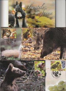 Romania 2014 POSTCARDS MAXI Animals bear squirrel wild boar fruits POST FOLDER