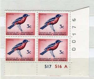 SOUTH AFRICA; 1961-64 Pictorial Gonolek Bird issue MINT MNH Positional BLOCK