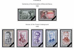 COLOR PRINTED FRANCE 1941-1965 STAMP ALBUM PAGES (55 illustrated pages)