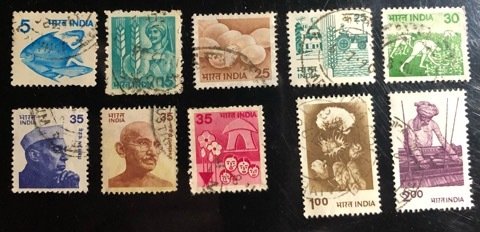 India Scott#837, 838, 840, 840B, 843-846, 847, 848 F/VF Used  Cat. $2.10