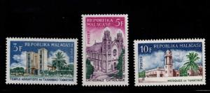 Madagascar Scott 396-398 MH* cathedral stamp set