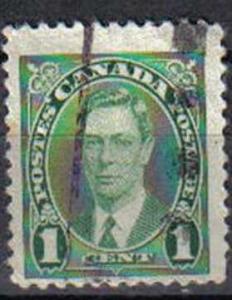 CANADA, 1937, used 1c.green, King George VI, Issued 1 April 1937