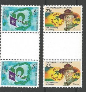 1982 Scouts Cocos Keeling Islands 75th anniversary gutter pairs