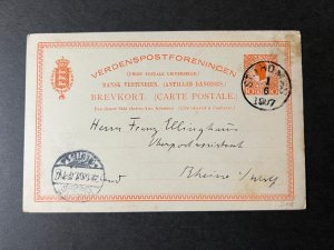 1907 Dutch Antilles Netherlands Postcard Cover St Thomas to Rhine Germany