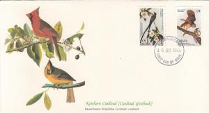 Ghana 1985 FDC Scott #980, #981 York-tailed fly catcher, Barred owl Audubon B...