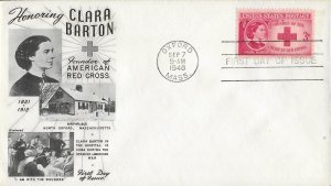 1948 FDC, #967, 3c Clara Barton, Fleetwood
