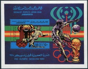 Libya 842-845,846-847 sheets,MNH, Olympics Moscow-1980.Equestrian,Javelin,Soccer 