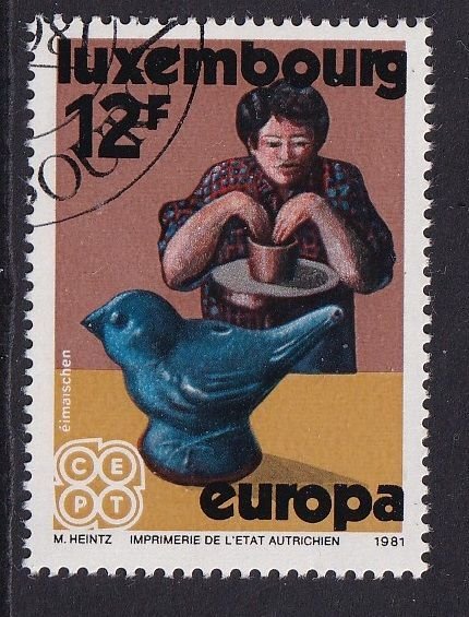 Luxembourg  #658  cancelled  1981  Europa  12fr bird-shaped whistle