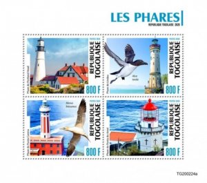 Togo - 2020 Lighthouses on Stamps - 4 Stamp Sheet - TG200224a